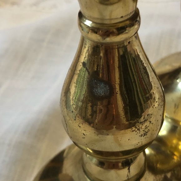 Vintage Set of Brass Candleholders and Ruby Red Votives - Picture 8 of 10